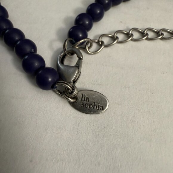 Lia Sophia Retired Art Deco Inspired Necklace Green Crystal Pendant Beaded - Picture 11 of 11